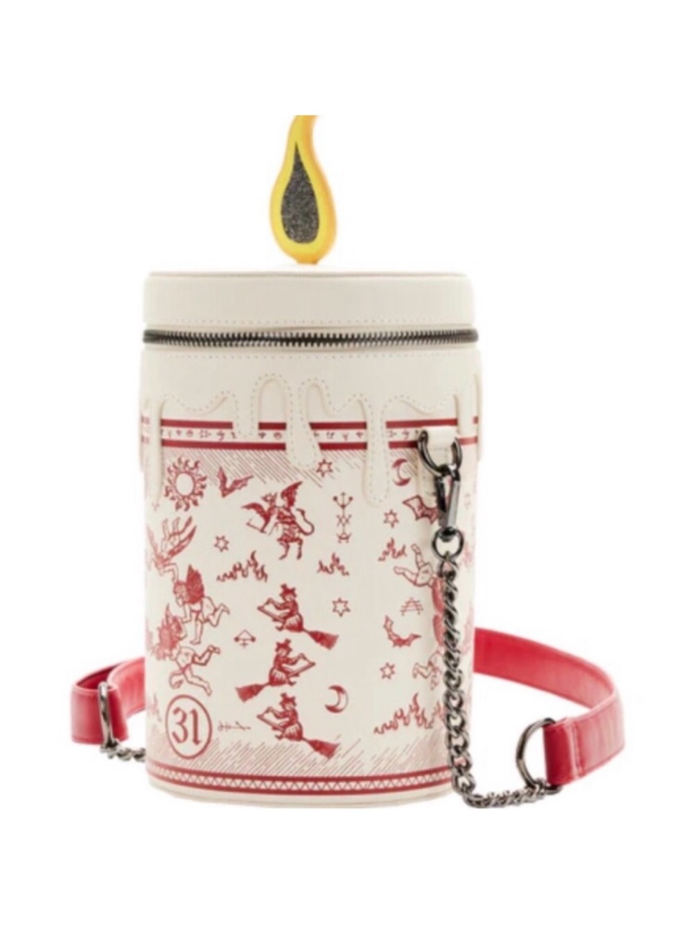 NWT Loungefly Cream & Red Candle Motif Cylinder Crossbody - Picture 4 of 10